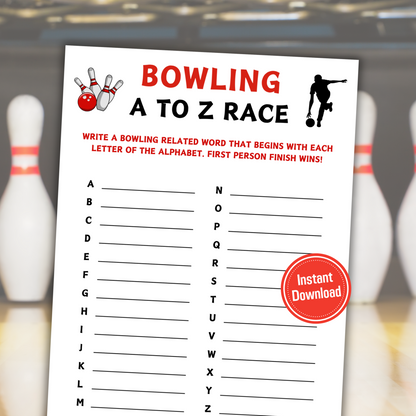 Bowling A To Z Race Game | Printable Bowling Alphabet Game