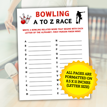 Bowling A To Z Race Game | Printable Bowling Alphabet Game