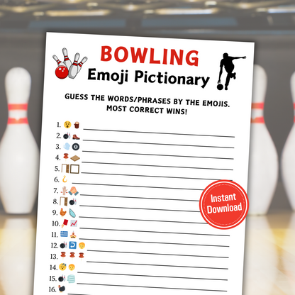Bowling Emoji Pictionary Game | Printable Bowling Emoji Game