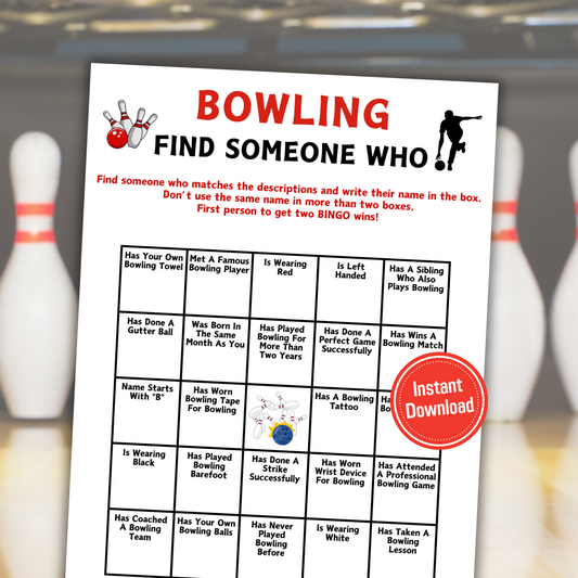 Bowling Find Someone Who Game | Printable Bowling Mix and Mingle Bingo Game