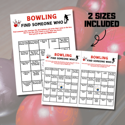 Bowling Find Someone Who Game | Printable Bowling Mix and Mingle Bingo Game
