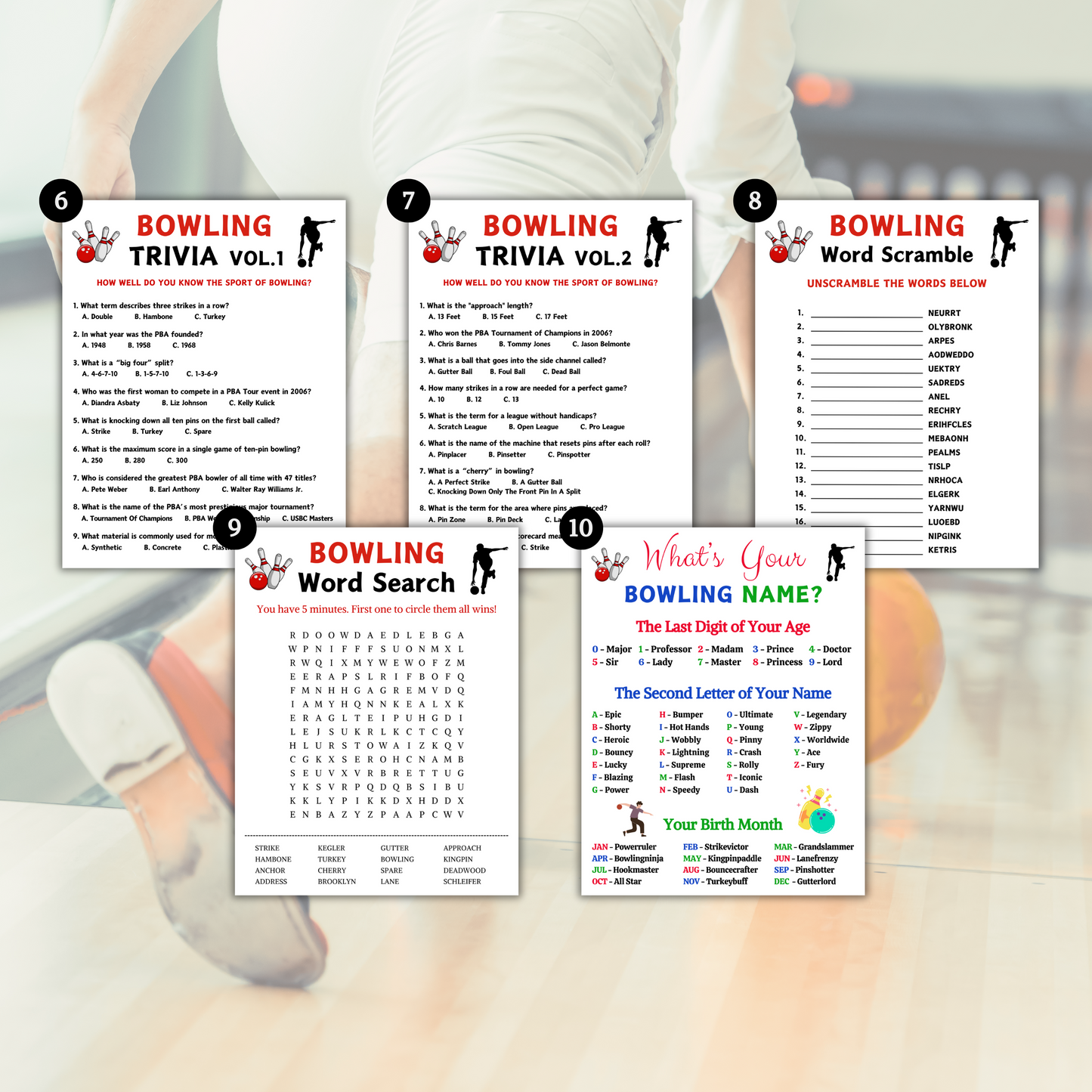 Bowling Games Bundle | Printable Bowling Team Party Game