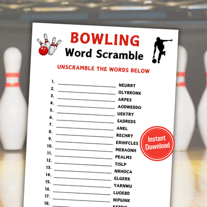 Bowling Word Scramble Game | American Bowling Unscramble Game
