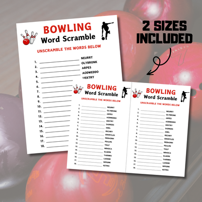 Bowling Word Scramble Game | American Bowling Unscramble Game