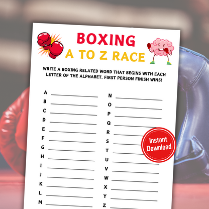 Boxing A To Z Race Game | Printable Boxing Team ABC Race Games