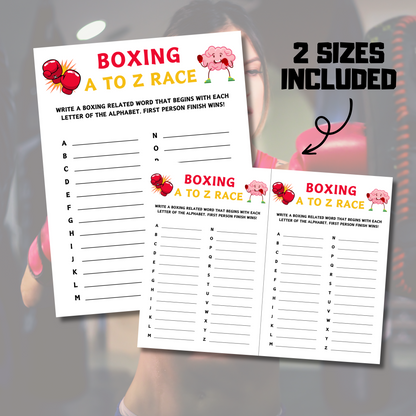 Boxing A To Z Race Game | Printable Boxing Team ABC Race Games