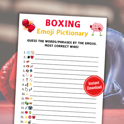 Boxing Emoji Pictionary Game | Printable Boxing Emoji Game
