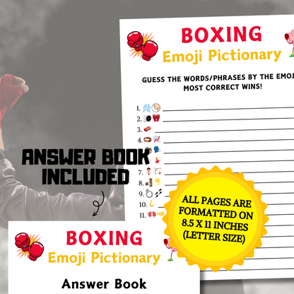 Boxing Emoji Pictionary Game | Printable Boxing Emoji Game