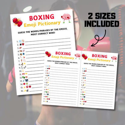 Boxing Emoji Pictionary Game | Printable Boxing Emoji Game