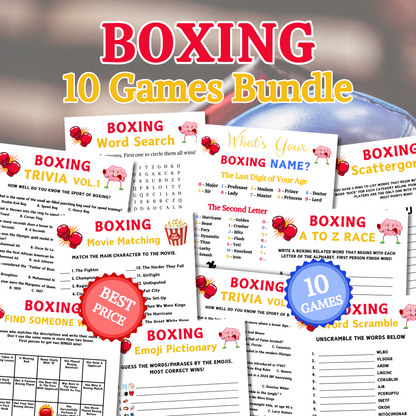 Boxing Games Bundle | Printable Boxing Team Party Game