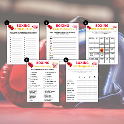 Boxing Games Bundle | Printable Boxing Team Party Game
