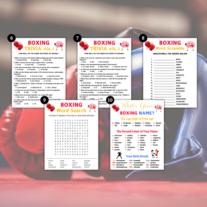 Boxing Games Bundle | Printable Boxing Team Party Game