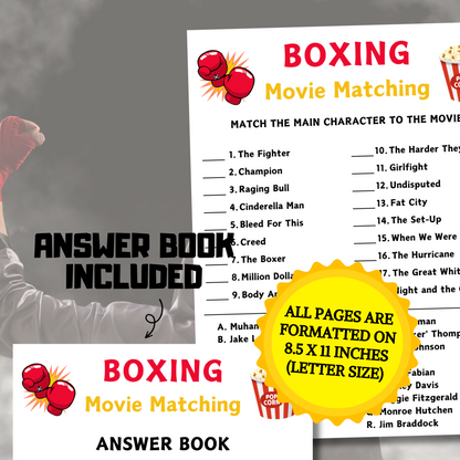 Boxing Movie Matching Game | Boxing Movie Match Up Trivia Game