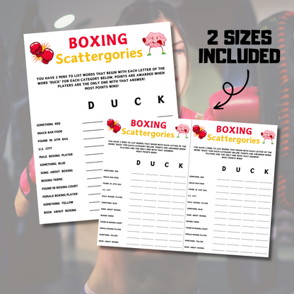 Boxing Scattergories Game | Minimalist Boxing Think Fast Game