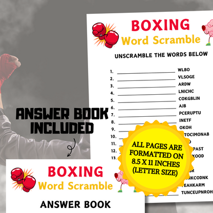 Boxing Word Scramble Game | Minimalist Boxing Team Think Fast Game