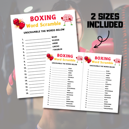 Boxing Word Scramble Game | Minimalist Boxing Team Think Fast Game