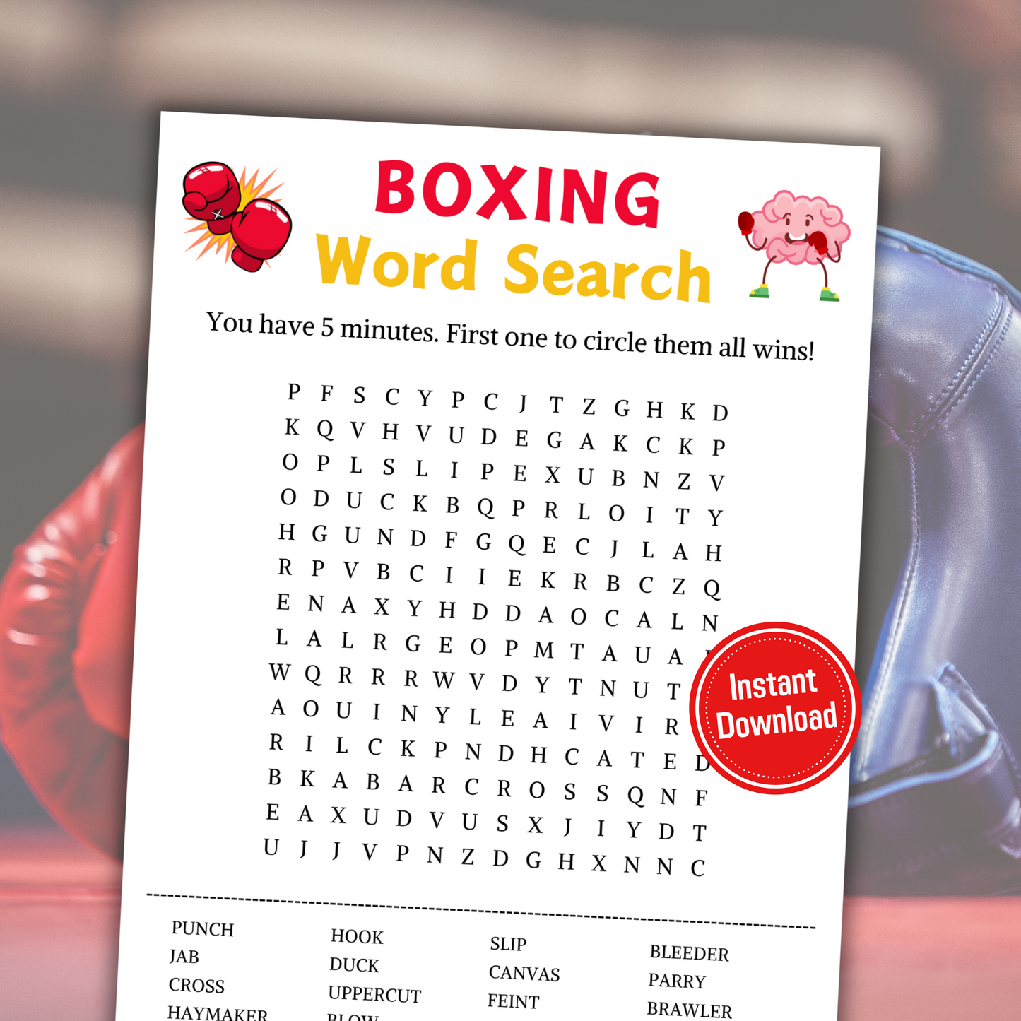 Boxing Word Search Game | Boxing Word Find Game