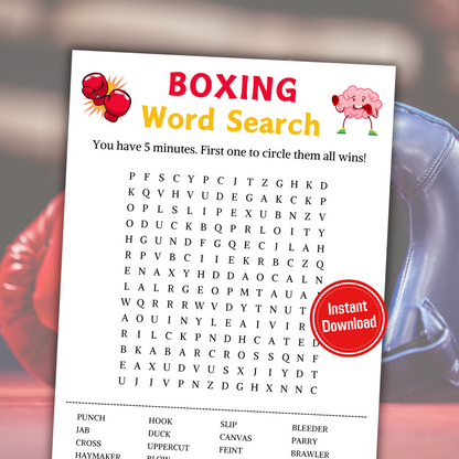 Boxing Word Search Game | Boxing Word Find Game