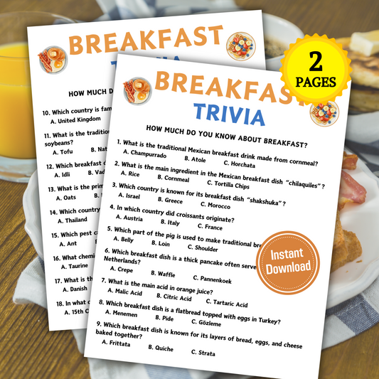 Breakfast Trivia Game | Breakfast Knowledge Quiz Game