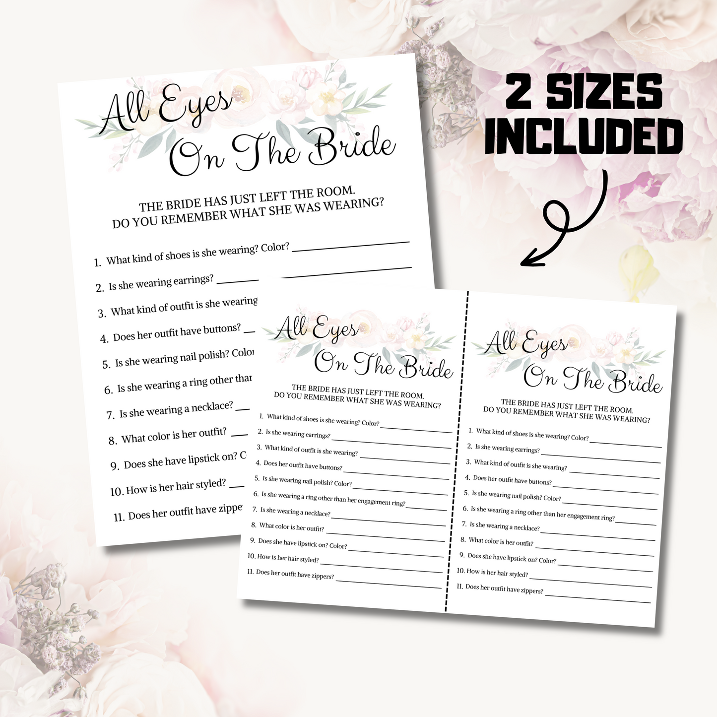 Bridal Shower All Eyes On The Bride Game | Minimalist Bridal Shower Game