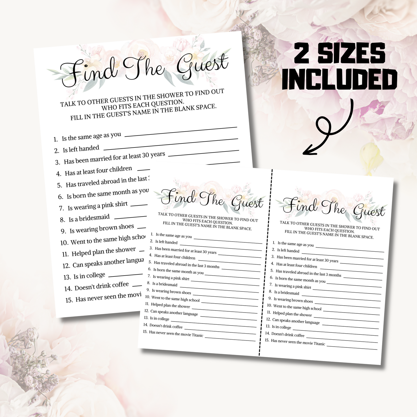 Bridal Shower Find The Guest Game | Printable Find The Guest Who Game