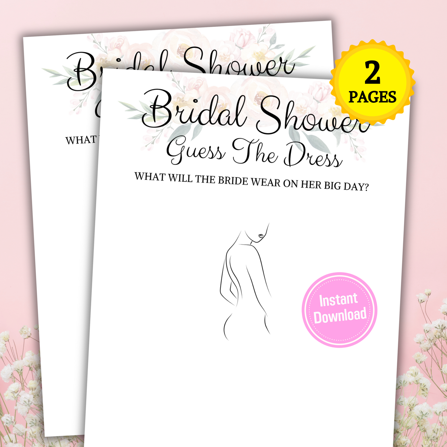 Bridal Shower Guess The Dress Game | Elegant Minimalist Bridal Shower