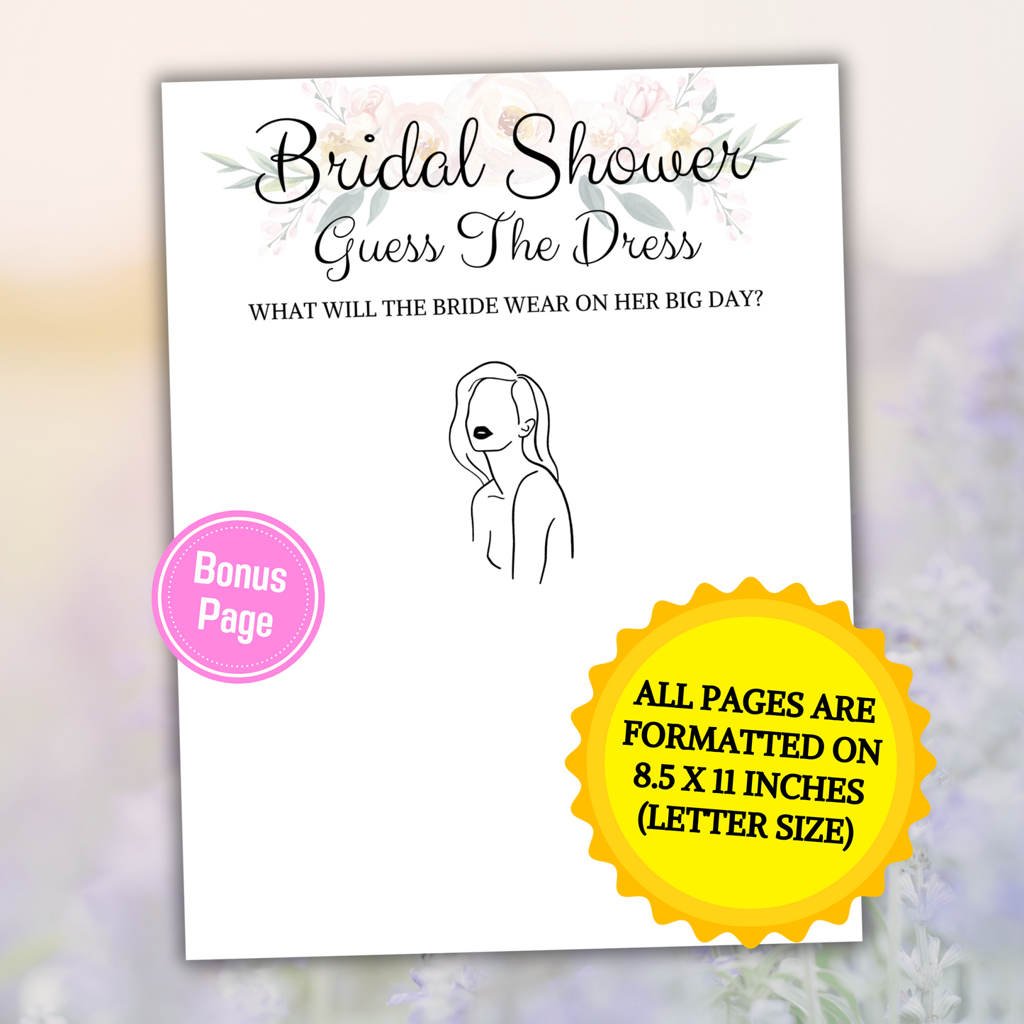 Bridal Shower Guess The Dress Game | Elegant Minimalist Bridal Shower