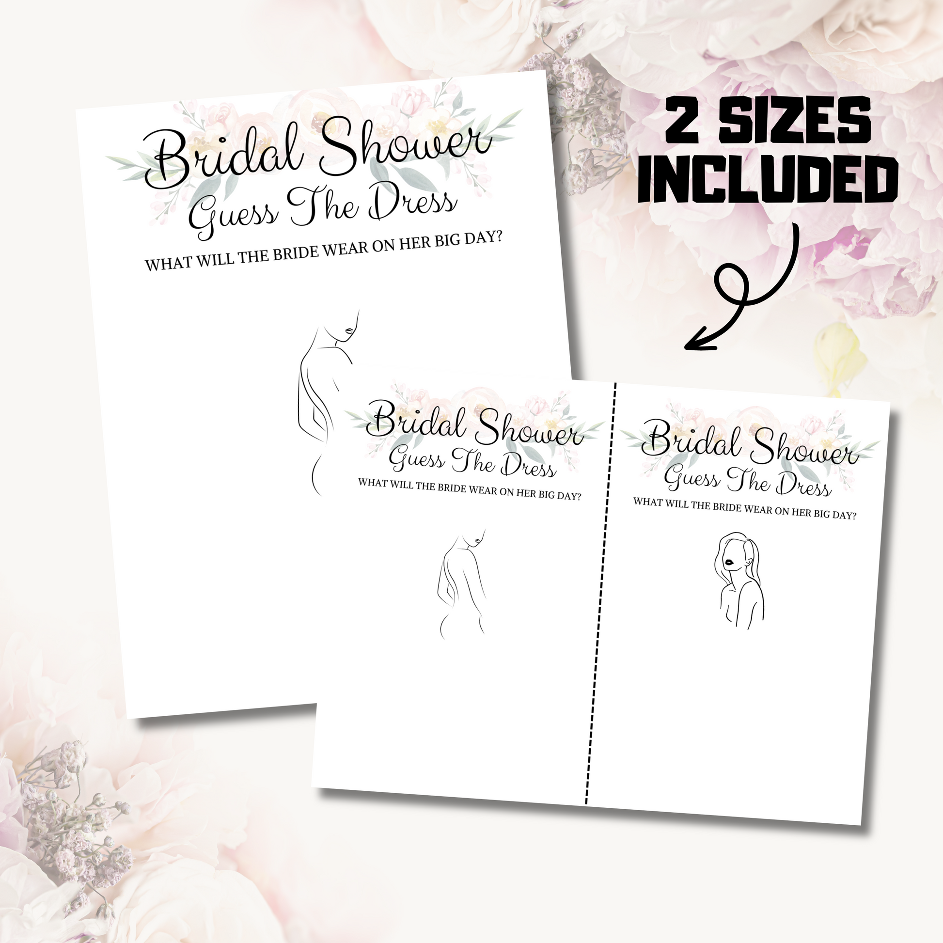Bridal Shower Guess The Dress Game | Elegant Minimalist Bridal Shower Funny Print For You Bridal Shower Guess The Dress Game | Elegant Minimalist Bridal Shower Funny Print For You