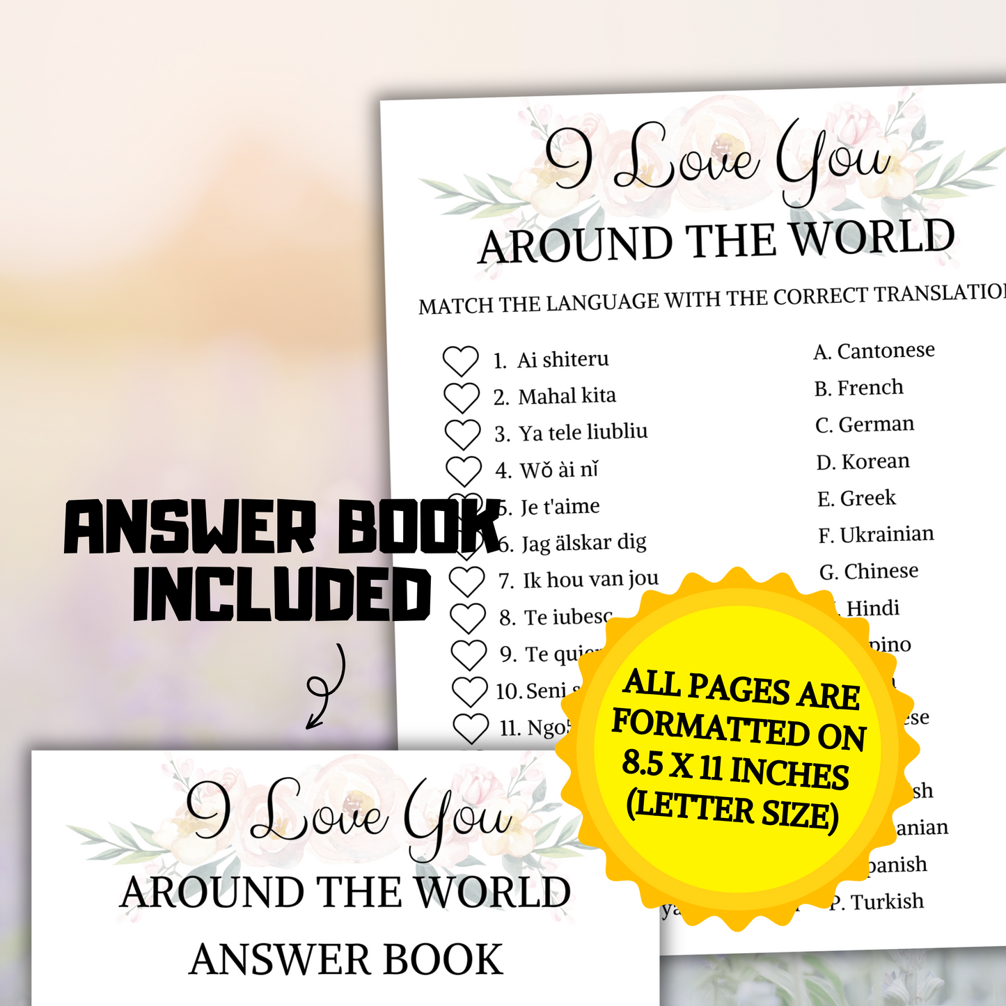 Bridal Shower I Love You Around The World Game | Simple Bridal Shower Games