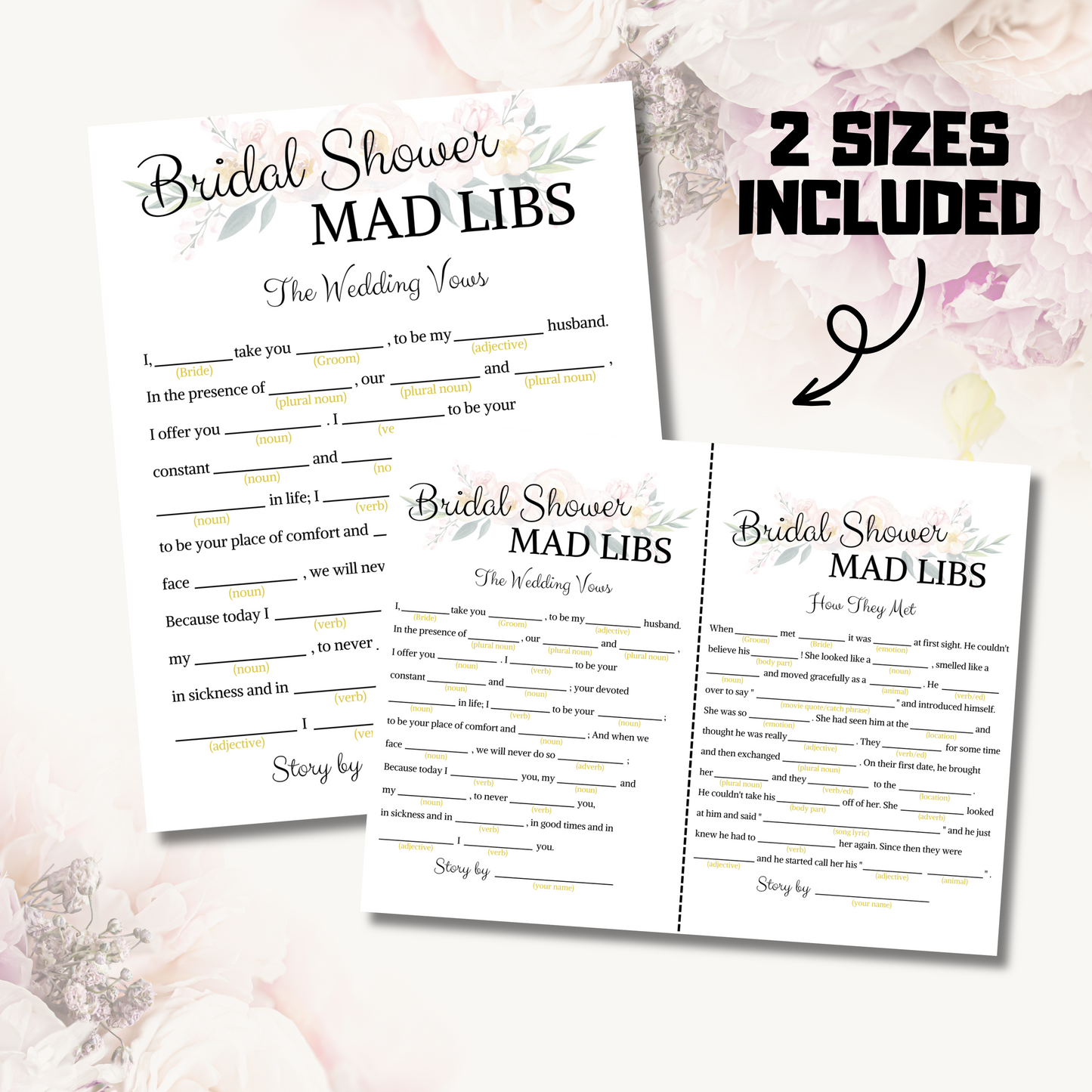 Bridal Shower Mad Libs Game | Printable Mad Libs with Modern Minimalist