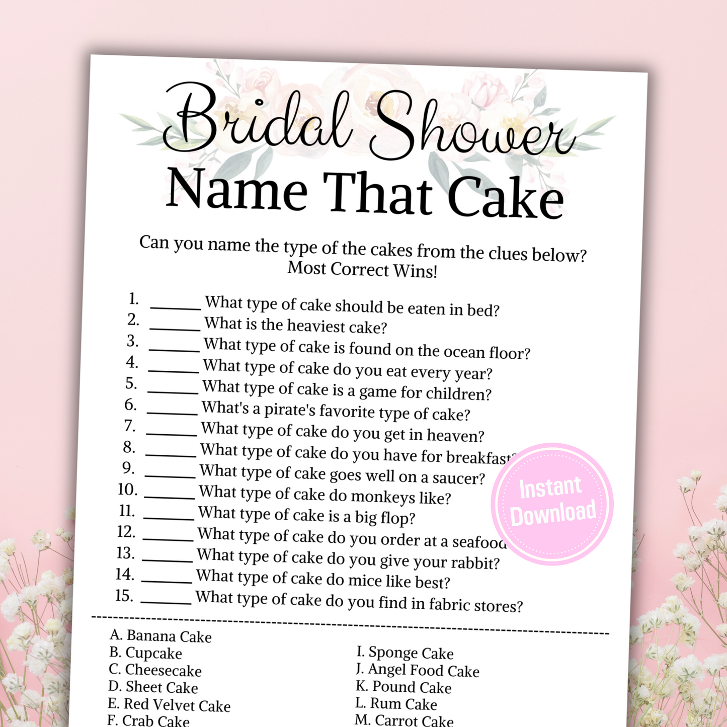 Bridal Shower Name That Cake Game | Guess The Cake Name