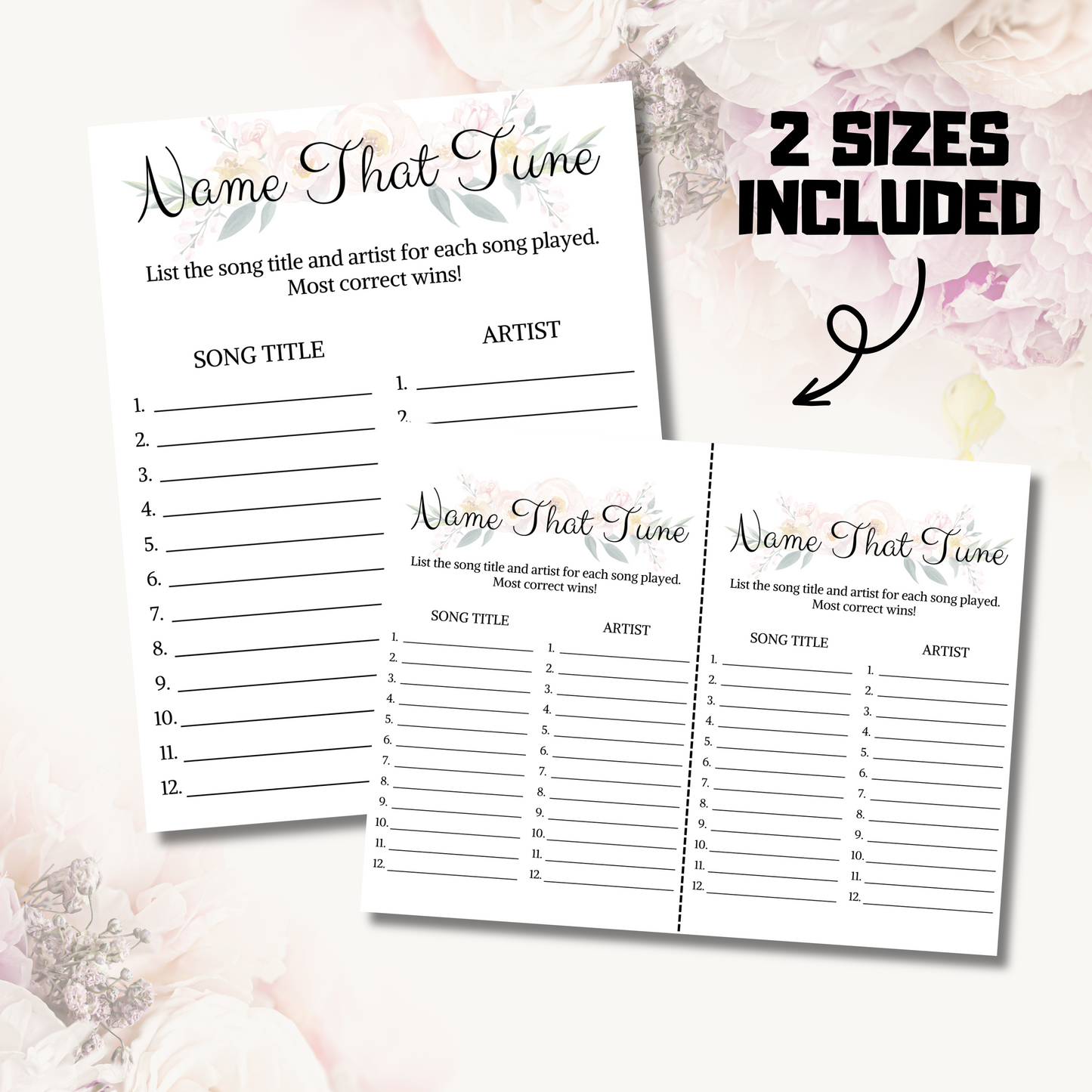 Bridal Shower Name That Tune Game | Printable Minimalist Love Songs Game