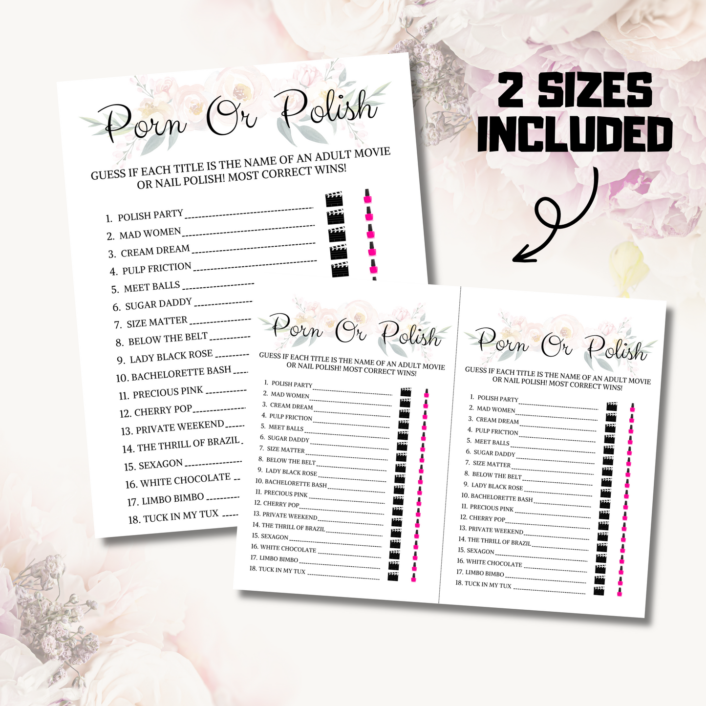 Bridal Shower Porn or Polish Game | Porn Or Polish Bachelorette Games