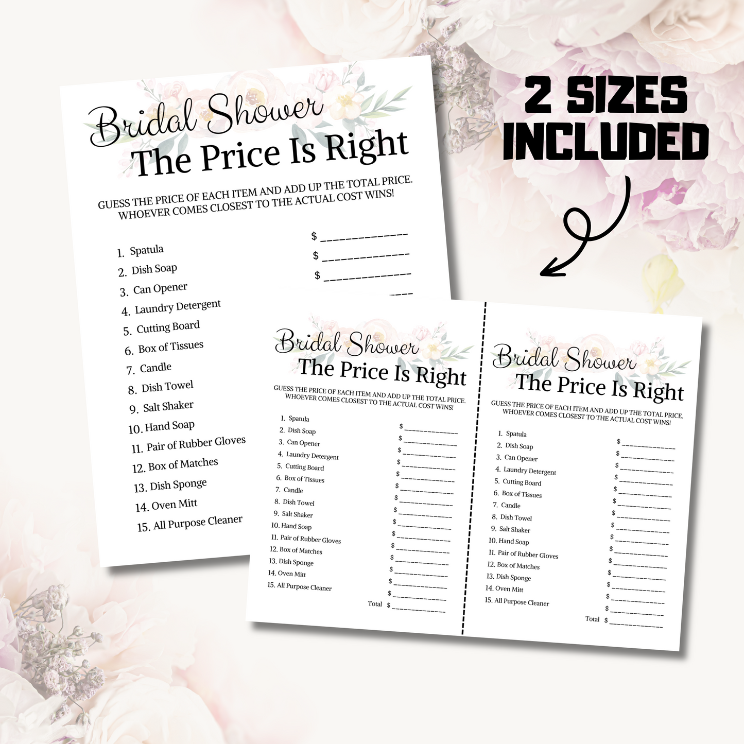 Bridal Shower The Price Is Right Game | Printable Guess The Price Game