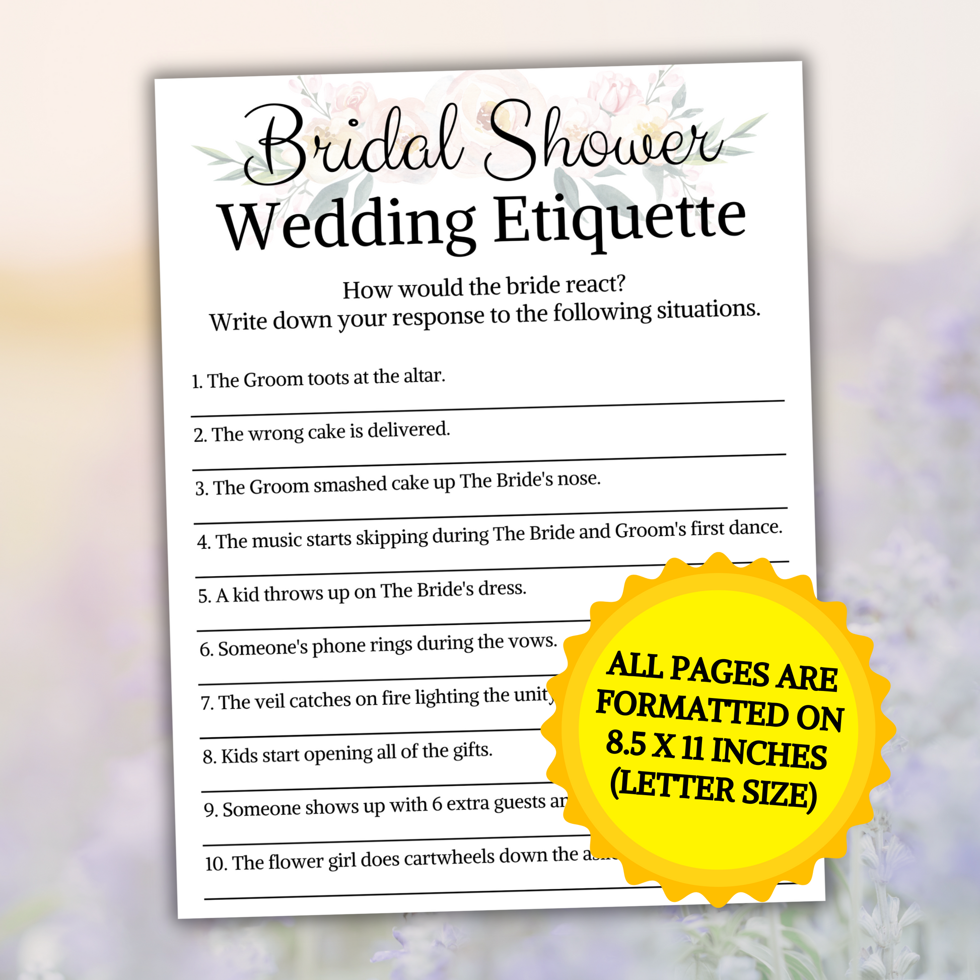 Bridal Shower Wedding Etiquette 911 | What Would You Do Funny Print For You Bridal Shower Wedding Etiquette 911 | What Would You Do Funny Print For You