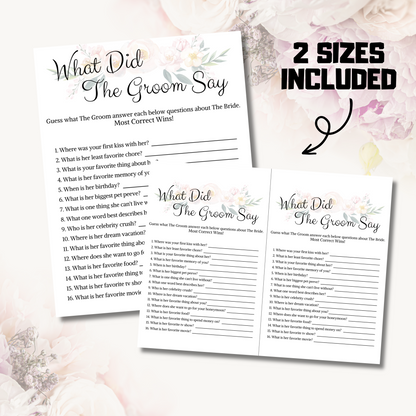 Bridal Shower What Did The Groom Say | Groom Trivia