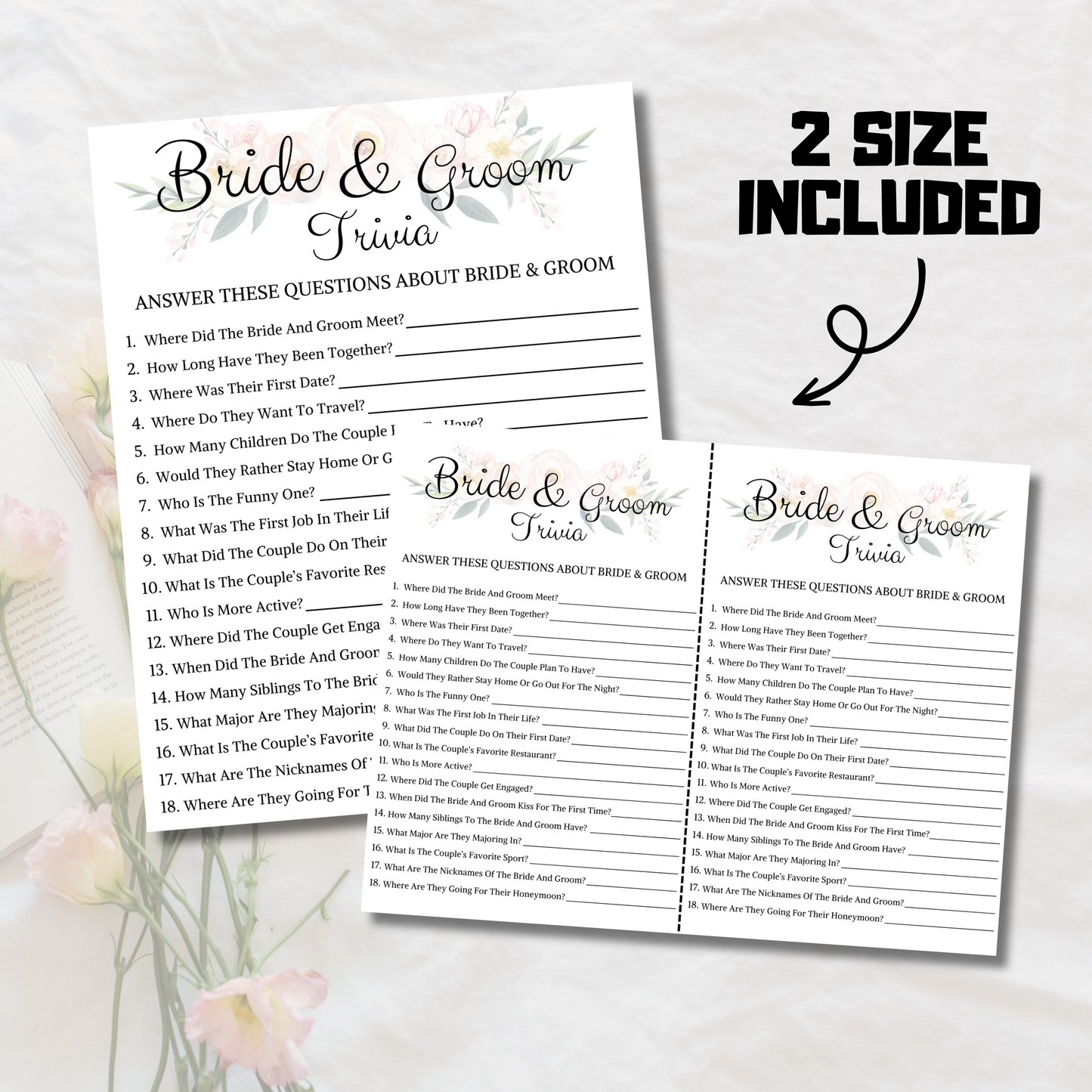 Bride And Groom Trivia Game | Printable Wedding Shower Game