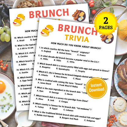 Brunch Trivia Game | Brunch Knowledge Quiz Game