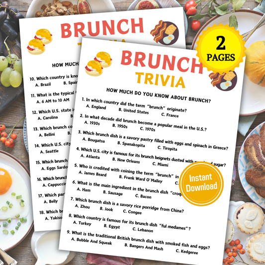 Brunch Trivia Game | Brunch Knowledge Quiz Game