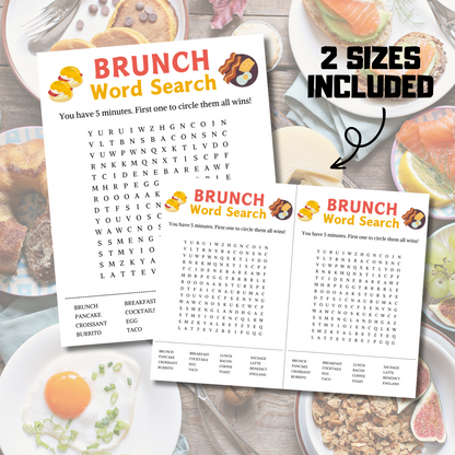 Brunch Word Search Game | Minimalist Brunch Party Word Find Game