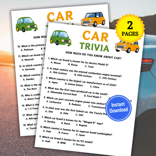 Car Trivia Game | Car Knowledge Quiz Game