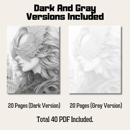 Carnival of Venice Coloring Book 2: Carnival of Venice Dark And Gray Versions Demo