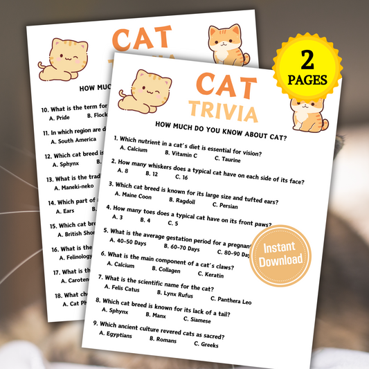 Cat Trivia Game | Cat Knowledge Quiz Game