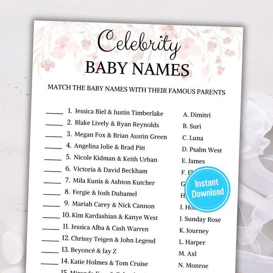 Celebrity Baby Names Baby Shower Game | Guess Celebrity Baby