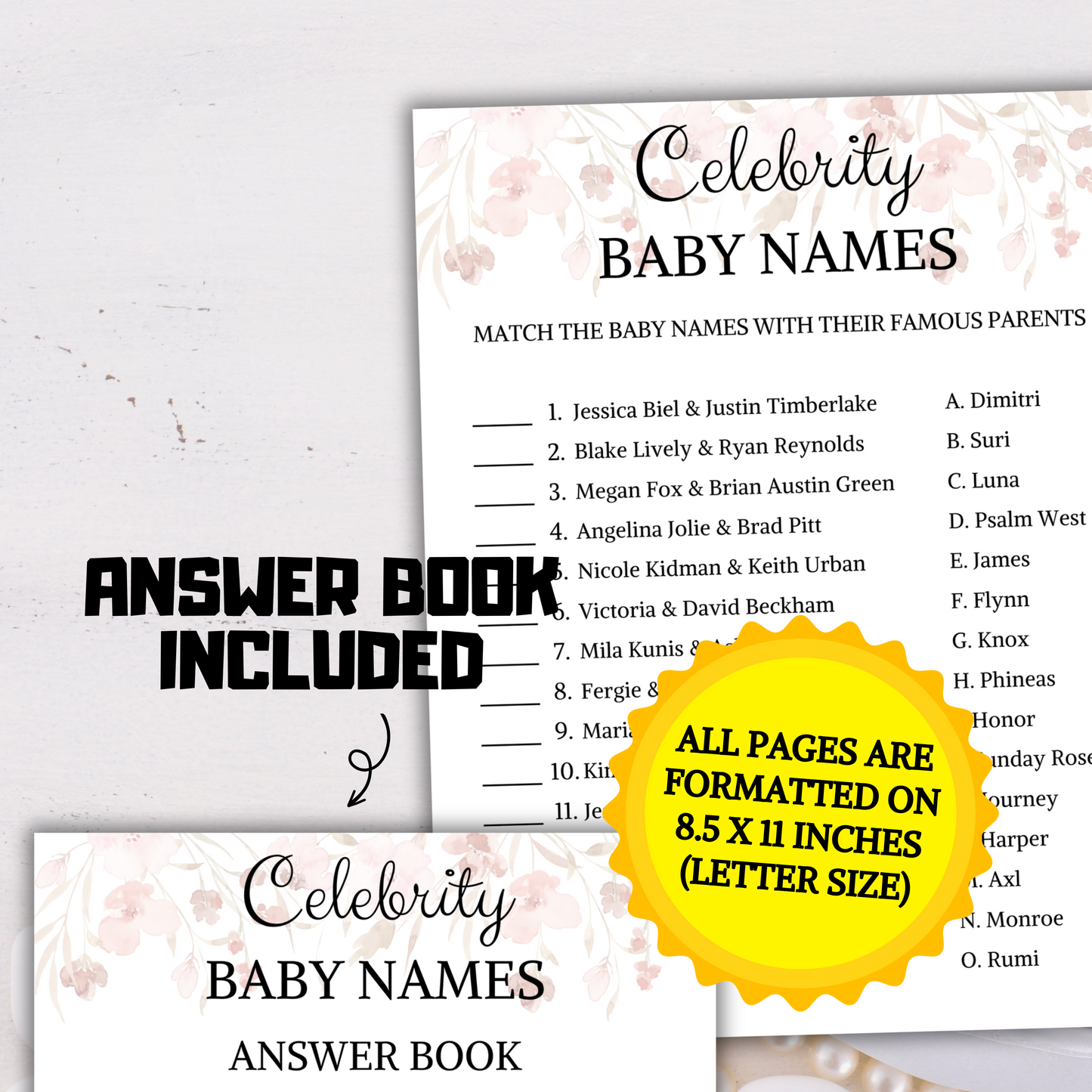 Celebrity Baby Names Baby Shower Game | Guess Celebrity Baby