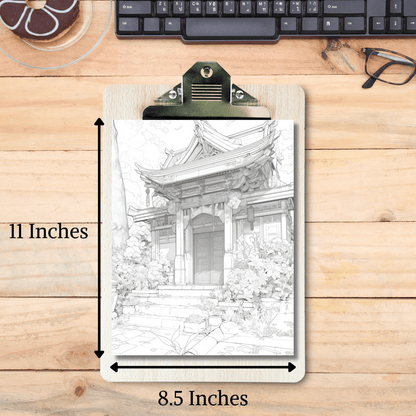 20 Pages China Castle Coloring Book, Detailed Chinese Architecture Art