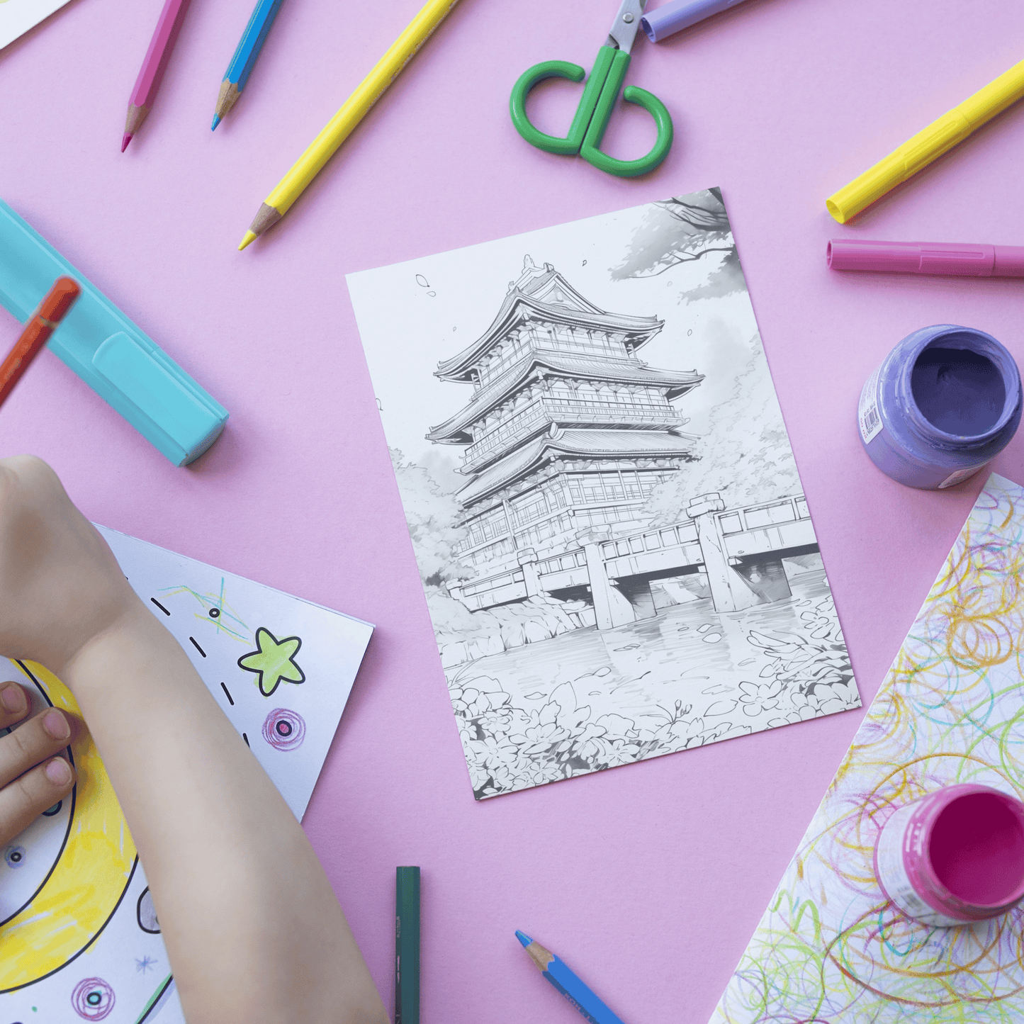 Chinese Castle Coloring Book, Immersive Journey into Historic Architecture