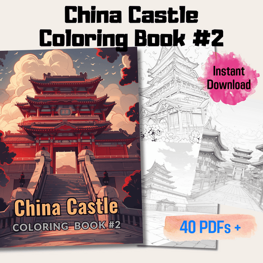 Chinese Castle Coloring Book, Immersive Journey into Historic Architecture