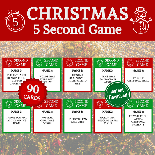 Christmas 5 Second Game | Printable 5 Sec Christmas Party Game