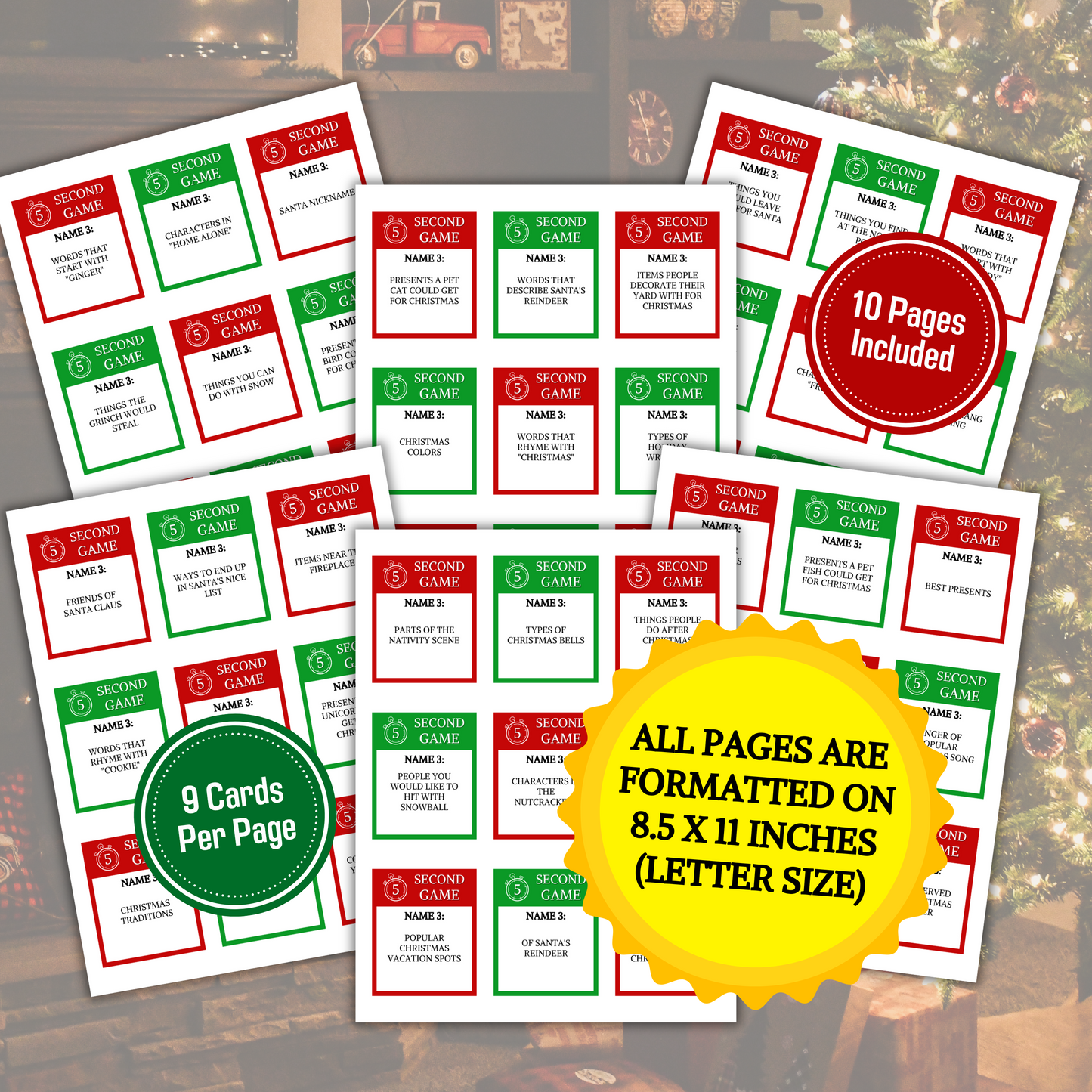 Christmas 5 Second Game | Printable 5 Sec Christmas Party Game